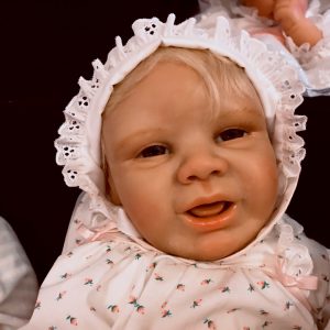 Pat Moulton, artist,  One Of A Kind Resin 21″ baby doll. “CINDY”