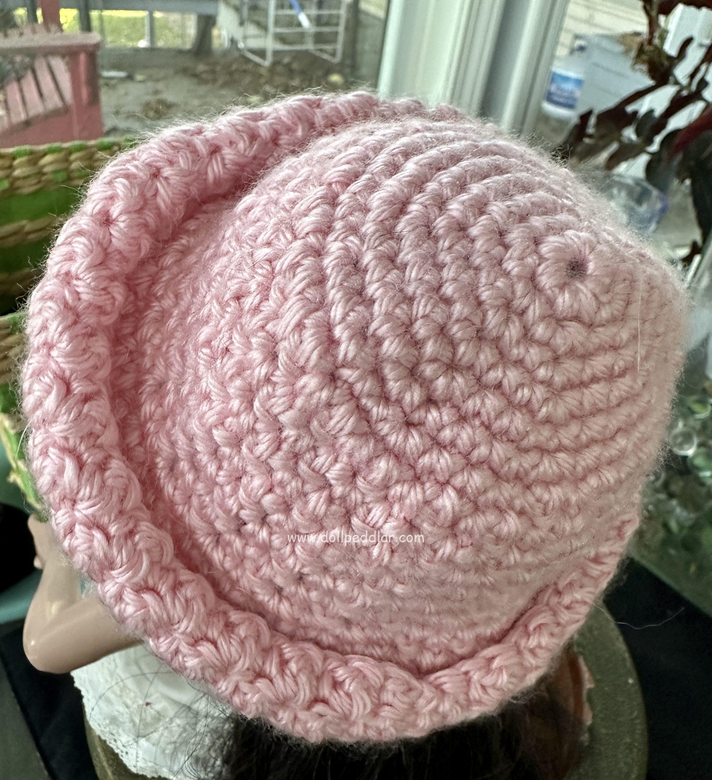Pink Crochet Hat (Modeled on 7-8" Head) - Image 2