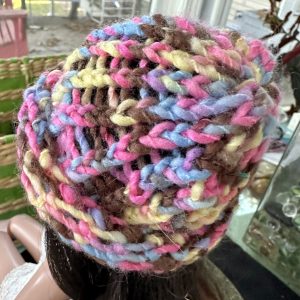Multi-Color Crochet Beanie (Modeled on 7-8″ Head)