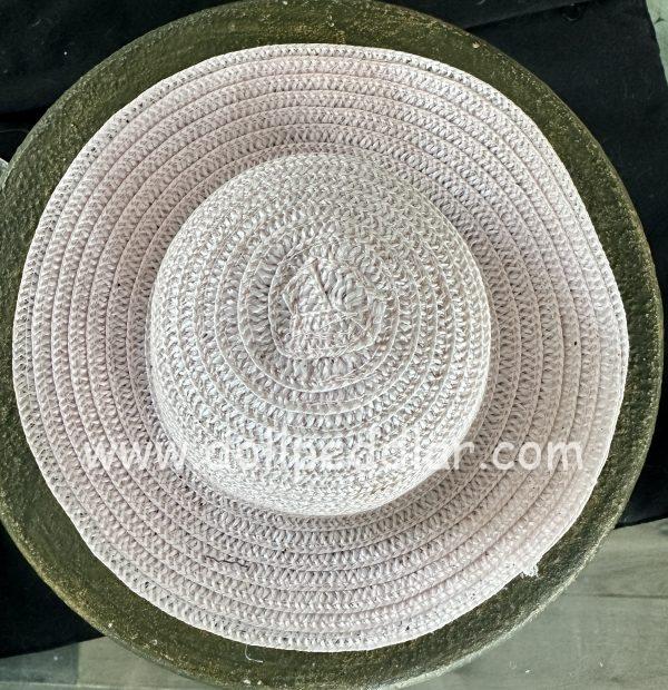12" Light Pink Straw Hat - Image 2