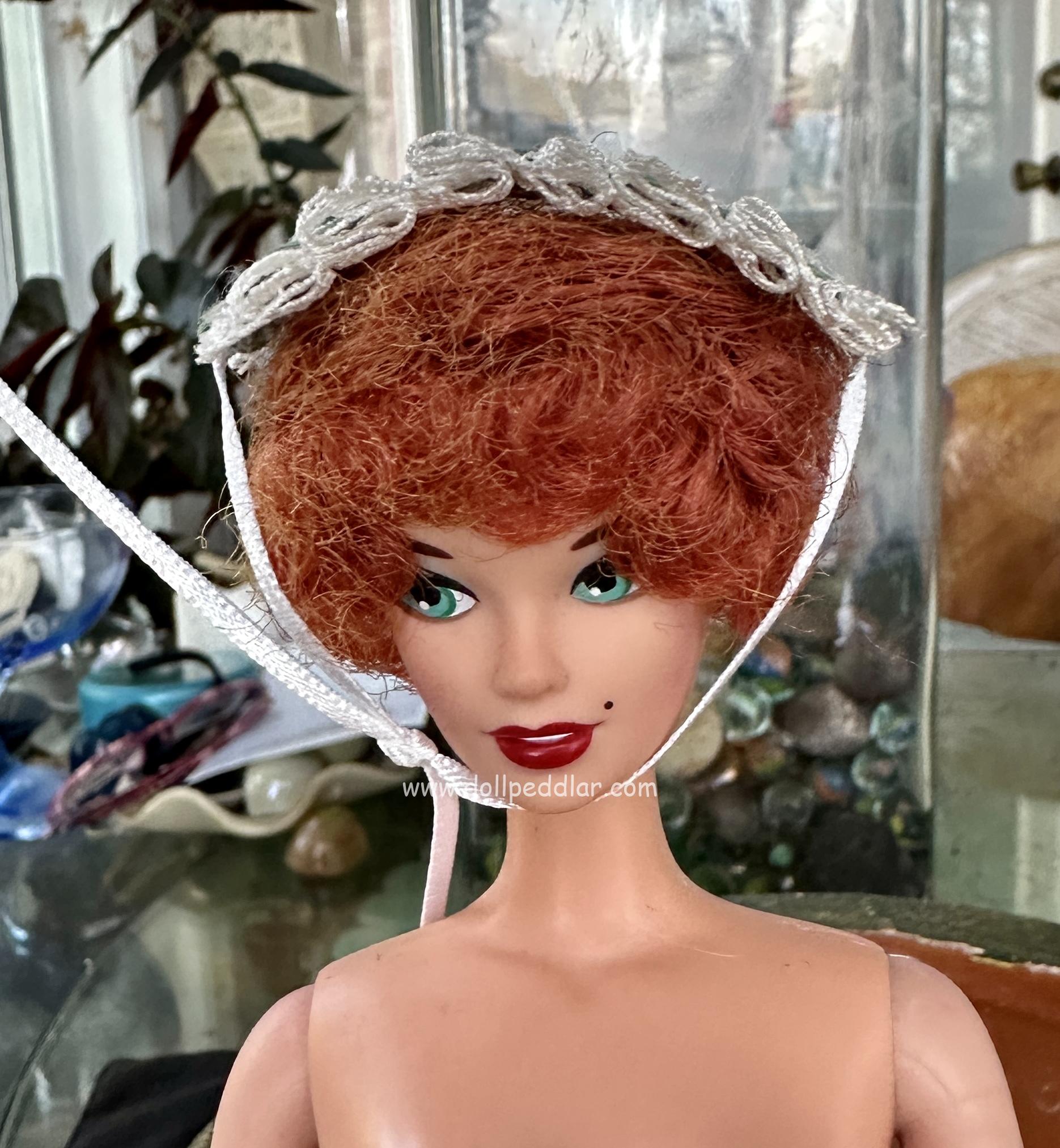 Green and White Lace Headband (Modeled on 4" Head) - Image 2