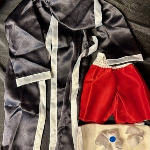 Unidoll Boxing Outfit (Silk Red Shorts, Silver Trimmed Black Robe, Bandages & Towel) SD Size
