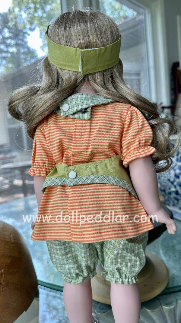 Kathe Kruse: Green Pinafore, Top, Cap, Bloomers - Aya, Mae 15-17" - Image 2