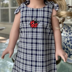 Kathe Kruse: Lady Bug Plaid Jumper 15-17″ (39-43cm) Stehpuppen/Girl