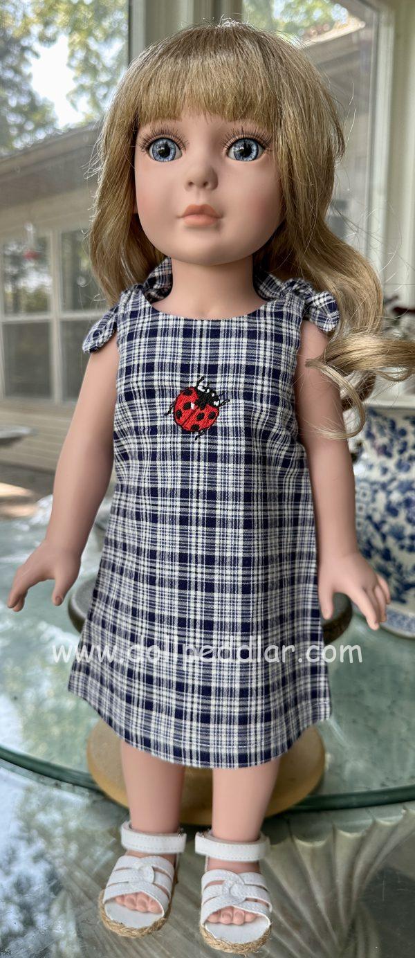 Kathe Kruse: Lady Bug Plaid Jumper 15-17" (39-43cm) Stehpuppen/Girl