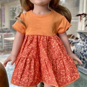 Kathe Kruse: Orange Floral Dress 18-19″ (45-48cm)