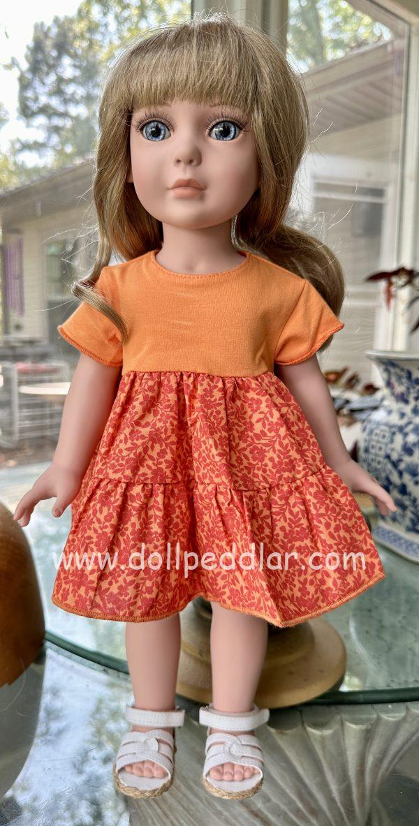 Kathe Kruse: Orange Floral Dress 18-19" (45-48cm)