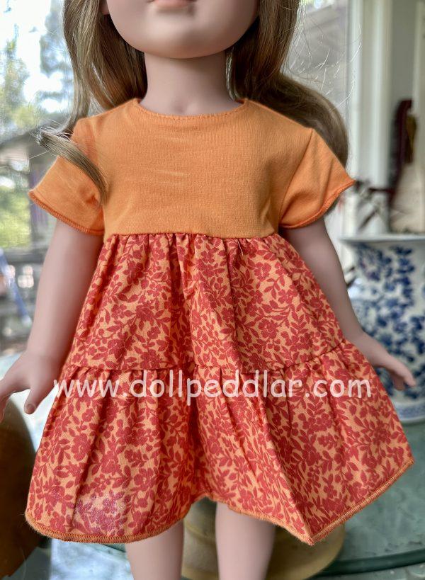 Kathe Kruse: Orange Floral Dress 18-19" (45-48cm) - Image 5