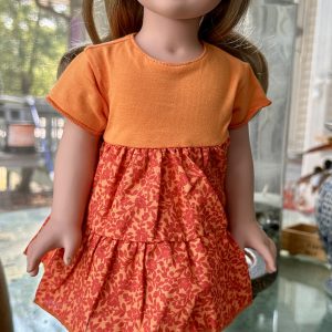 Kathe Kruse: Orange Floral Dress 18-19″ (45-48cm)