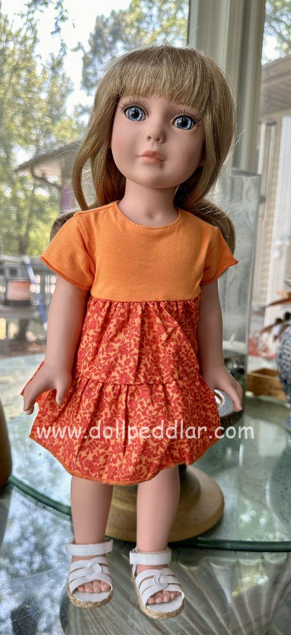 Kathe Kruse: Orange Floral Dress 18-19" (45-48cm) - Image 2