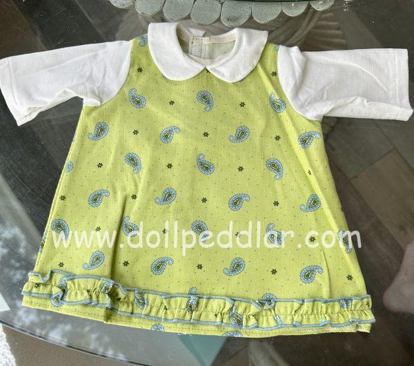 Kathe Kruse: Green Paisley Dress 18-20" (47-50cm) Babypuppen