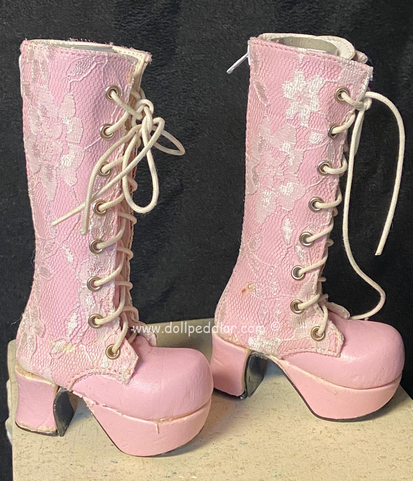 LS-525 SD Shoe: Pink Lace Up Platform Boots (SD10/13 Girl) REPAIRED - Image 3