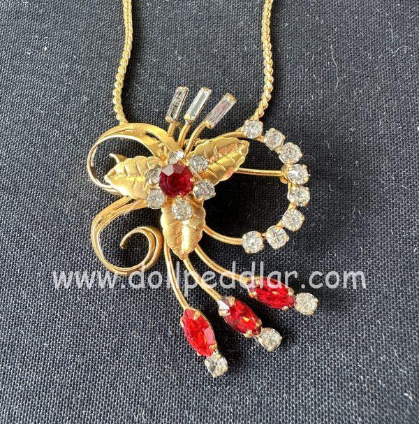 "Aphrodite" Vintage Tru-Kay Box Set, Crystal and Red Rhinestones in Faux Velvet Box - Image 2