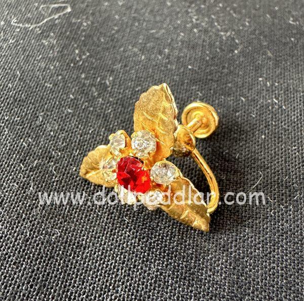 "Aphrodite" Vintage Tru-Kay Box Set, Crystal and Red Rhinestones in Faux Velvet Box - Image 3