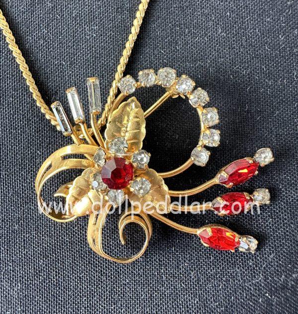 "Aphrodite" Vintage Tru-Kay Box Set, Crystal and Red Rhinestones in Faux Velvet Box - Image 5