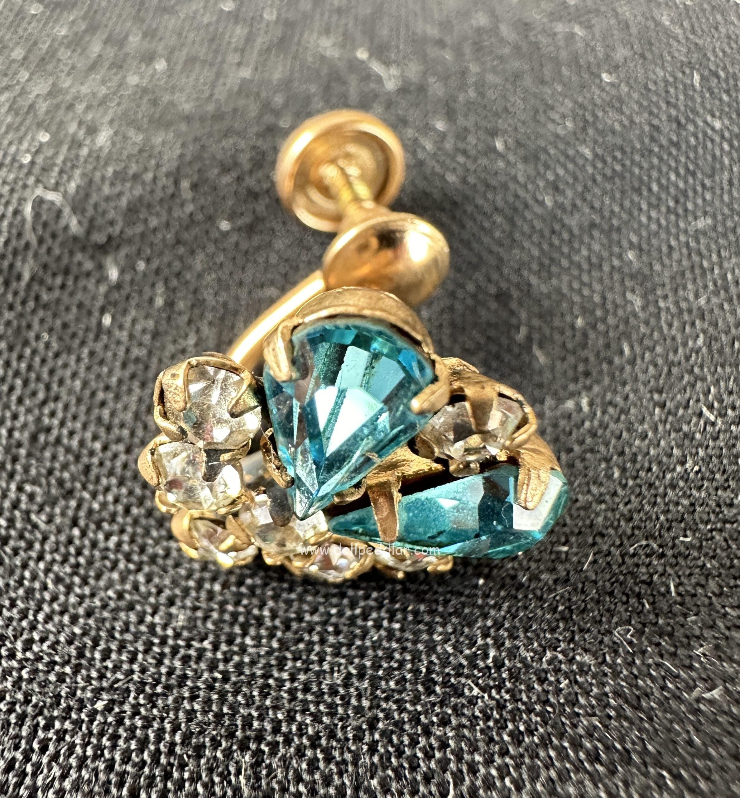 "Hera" Vintage Tru-Kay Jewelry Set, Crystal and Aqua Rhinestones in Faux Velvet Case - Image 4