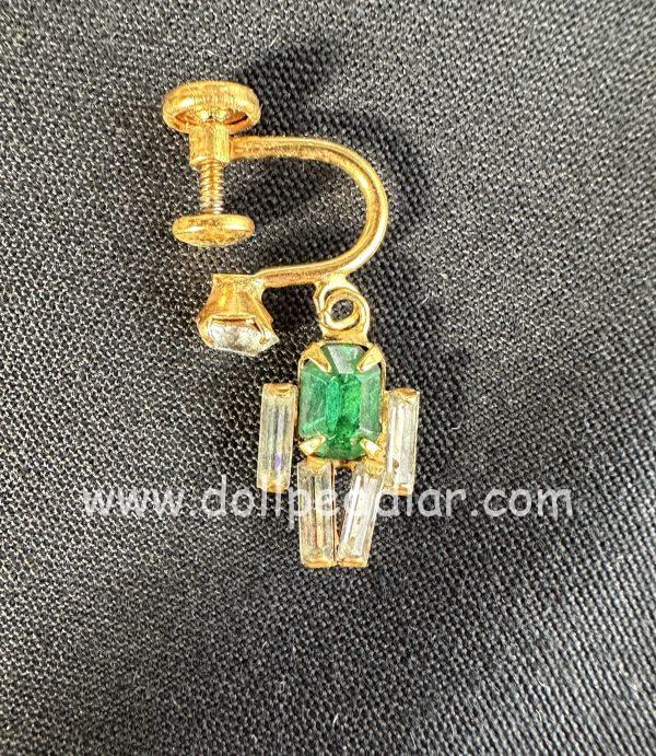 "Hecate" Vintage Tru-Kay Jewelry Set, Crystal and Emerald Rhinestones in Faux Velvet Case - Image 4