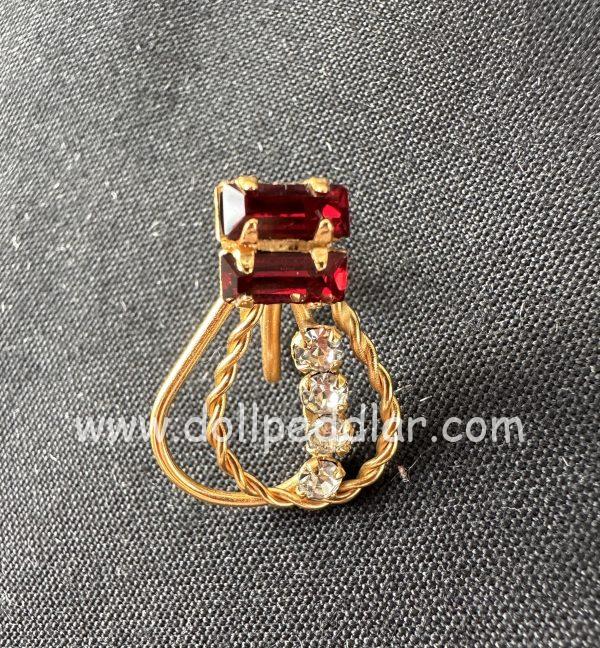 "Arke" Vintage Tru-Kay Box Set, Crystal and Red Rhinestones Butterfly Design in Original Faux Velvet Case - Image 3