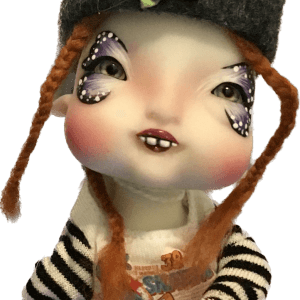 Sculpted Wig with wool hat & red braids. size 3-4