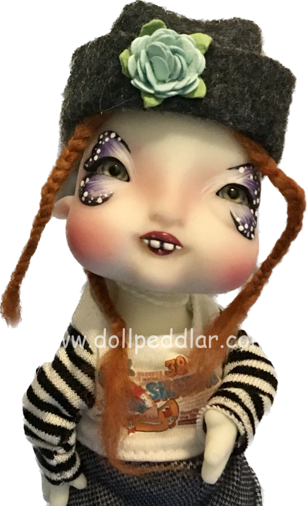 Sculpted Wig with wool hat & red braids. size 3-4