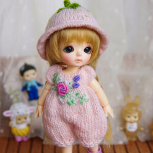 Ylang Garden Knit Romper & Hat (Pink) 12cm/4.7″ Lati White, Meadowdolls Sprout, Puki