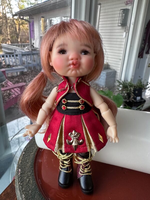 Red & Gold Marching Band Outfit for 16cm, 6" dolls- Twinkles, Lati Yellow, Puki  <B>OUTFIT ONLY - NO DOLL - Image 4