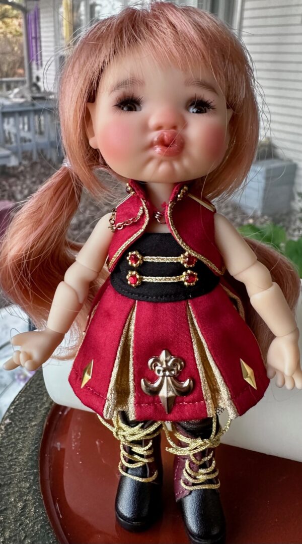 Red & Gold Marching Band Outfit for 16cm, 6" dolls- Twinkles, Lati Yellow, Puki  <B>OUTFIT ONLY - NO DOLL - Image 6