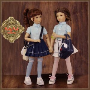 WA0023A In Motion Girl  Yuma White Check School Uniform Set 12″