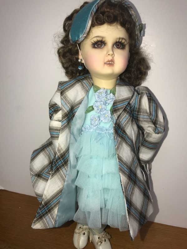 Blue Chiffon Ruffled dress,coat, hair accessory  LE5 Doll Peddlar Exclusive  10"-12" dp;;s
