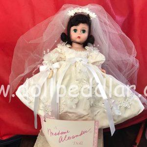 #160644 Vintage Alexander Scarlett 8″ Wedding Dress. Never removed from box