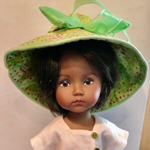 Boneka Ivory Linen dress w/Felt Appliques and Beads & Hat (Fits 24cm/10″) NO DOLL