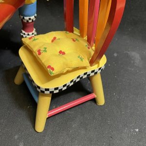Furniture:  Mary Engelbreit Table, 2 Chairs + Chair Cushions + Plates & Napkins  fits 10″ doll, yosd, similar size. NO BOX