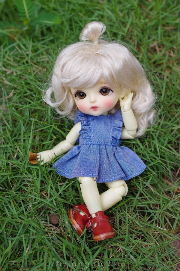 Ylang Garden Short Ruffle Dress (Denim) 1/8