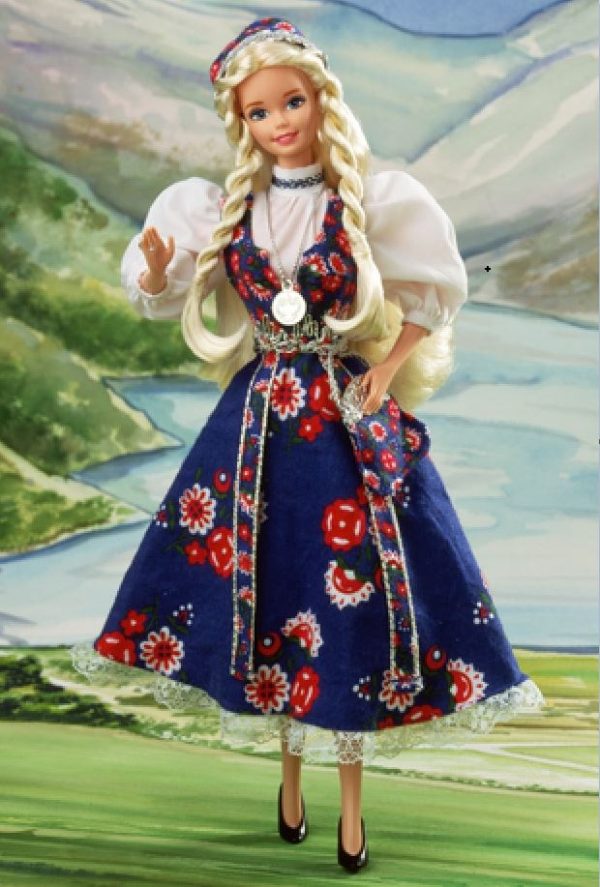 14450 Dolls of the World Norwegian Barbie in Blue Dress