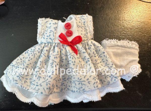 White with Blue Print Dress, Red Buttons, Bow & Panty Fits 1/8 Lati Yellow, Pukifee - Image 2
