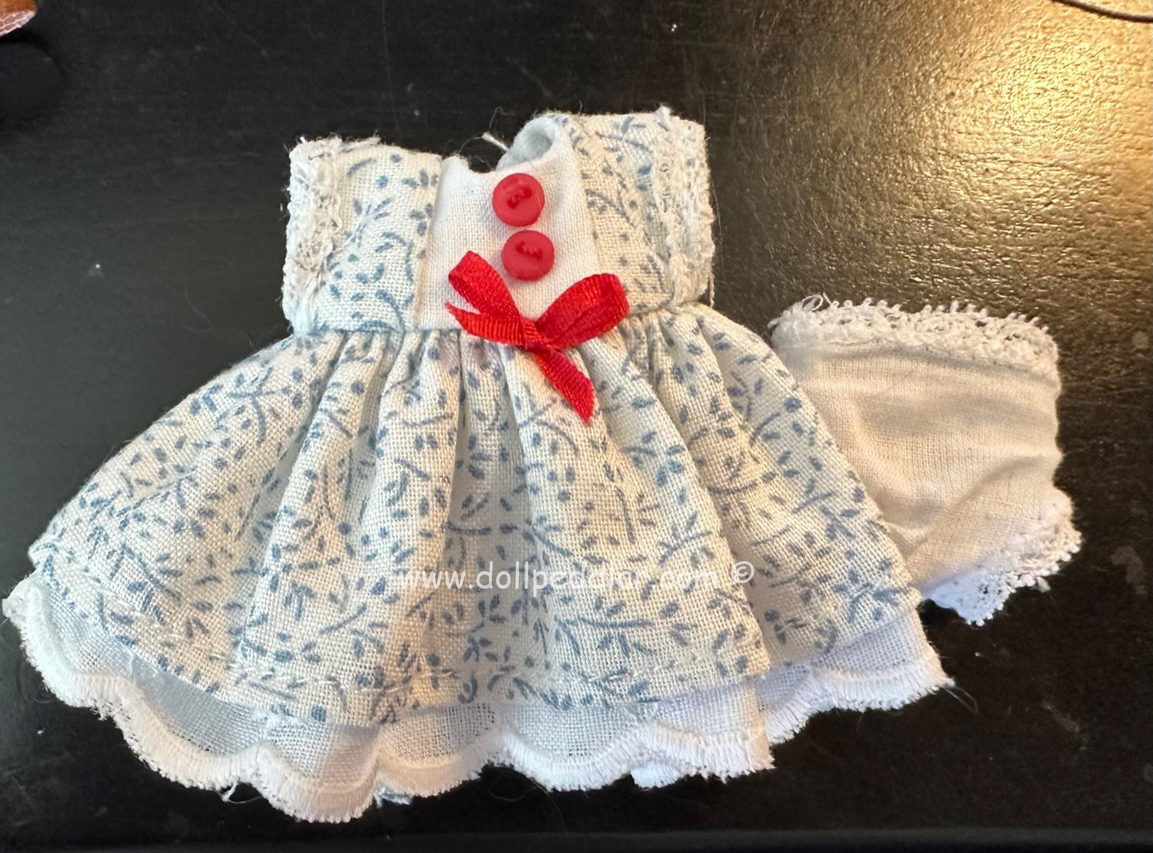 White with Blue Print Dress, Red Buttons, Bow & Panty Fits 1/8 Lati Yellow, Pukifee - Image 2