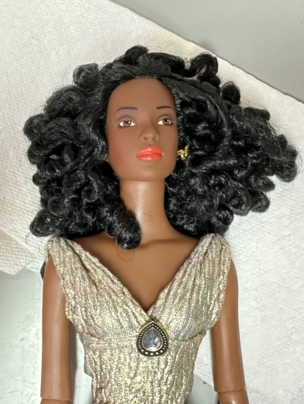 Tonner's First  Esme 16" fashion doll with Coral Lips and long black curled  hair OOAK Gown - Image 2