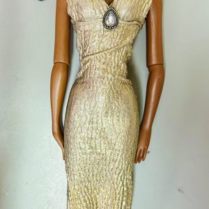 Tonner’s First  Esme 16″ fashion doll with Coral Lips and long black curled  hair OOAK Gown