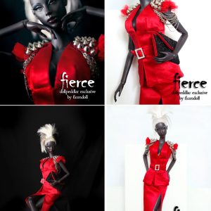 Ficon Fierce 16″ ball jointed fashion doll created with nearly black resin.  Doll Peddlar Exclusive