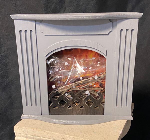 Furniture: Gray Fireplace with Wood (For Up to 14" - 1/6 Dolls)