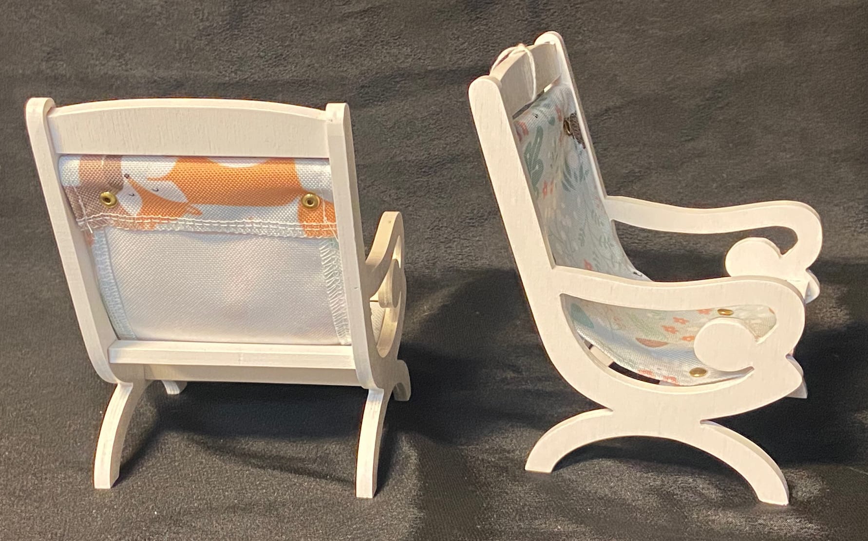 Furniture: White Wood and Canvas Deck/Arm Chairs Set of 2 (For 12" - 1/6 Dolls) - Image 2