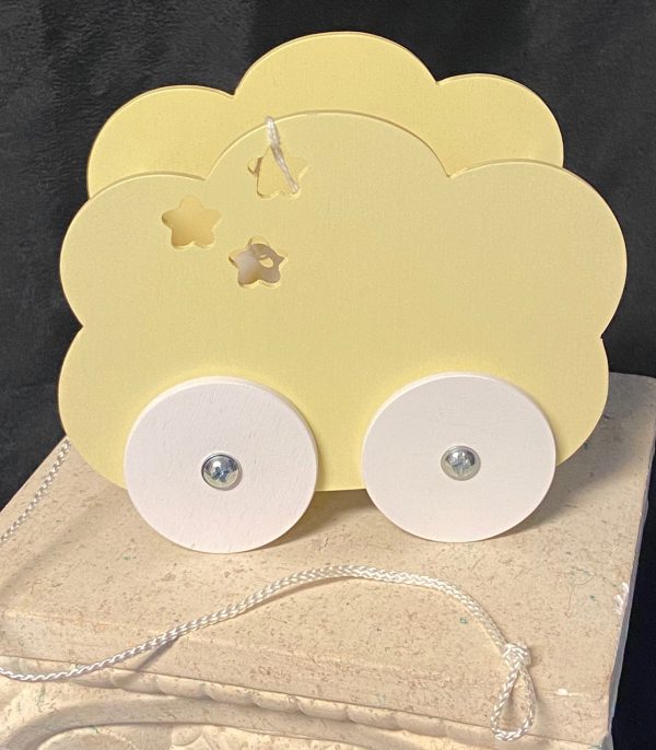 Furniture: Wood Cloud Wagon (Yellow) w/Wood Blocks Fits Up to 18" Dolls