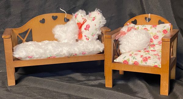 Furniture: Wood Sofa and Arm Chair (For 12" - 1/6 Dolls)