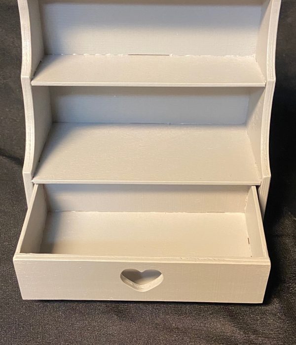 Furniture:  Gray Wood Bookcase with Drawer (For 1/6, 1/8 Dolls) 6.5" x 10" x 3.5" - Image 2