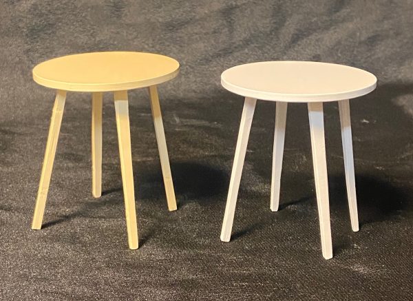 Furniture:  Round Wood White Side Table (Suitable for 1/8, 1/6 Dolls)