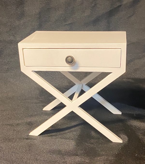 Furniture: White Wood Side Table (For 1/6 & 1/8 Dolls) 6" x 6"