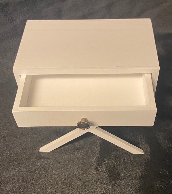Furniture: White Wood Side Table (For 1/6 & 1/8 Dolls) 6" x 6" - Image 2