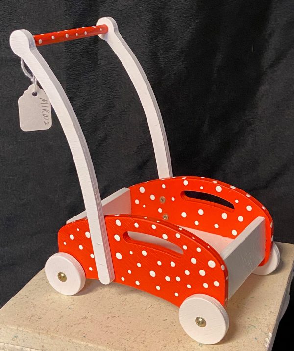 Furniture: Wood Toy Wagon/Cart (Red & White) for 14" - 15" dolls
