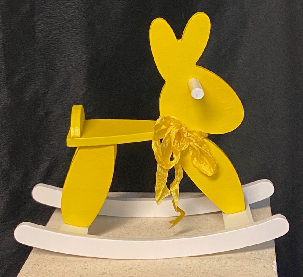 Separable Rabbit Rocker 11 Furniture: Yellow Rocking Bunny (7.25″ W x 6.5″ T) – Doll Peddlar