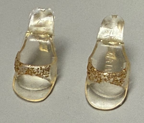 Vintage Barbie Open Toe Heels (Clear w/Gold Glitter)